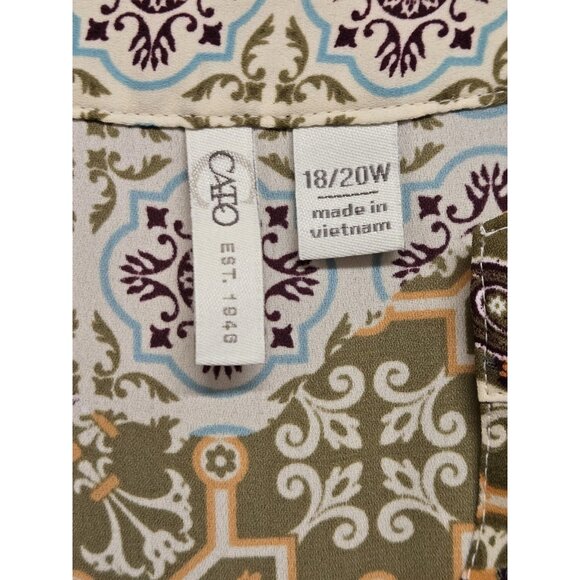 Cato  Womens 18/20W Paisley Popover Tunic Top V Neck Roll Tab Sleeve Boho - Picture 6 of 8